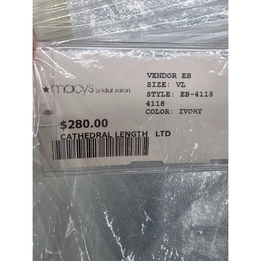 NWT Cathedral Wedding Veil Crystal Rhinestone‎ Ivory